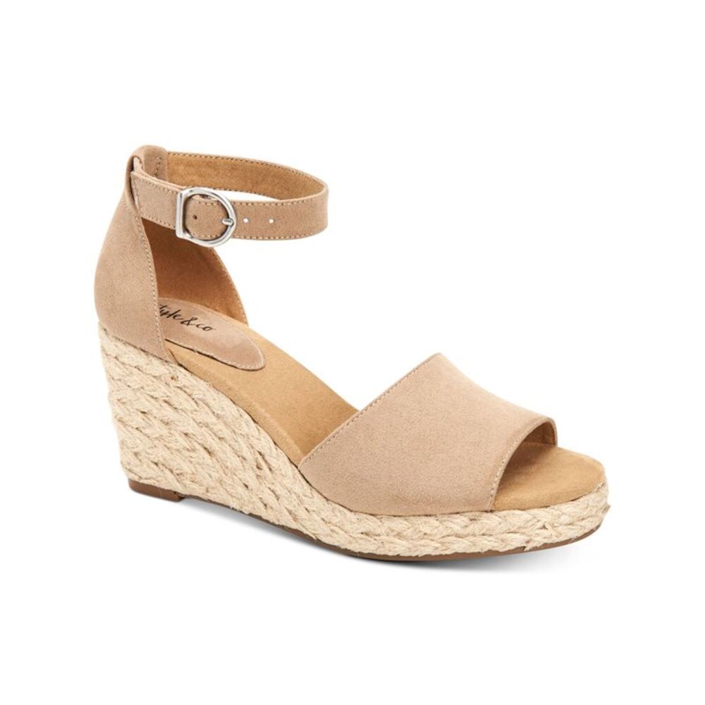 STYLE & COMPANY Womens Yellow Beige 1" Platform Seleeney Wedge Shoes 9.5 M